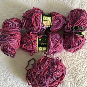 Pink and purple chenille yarn